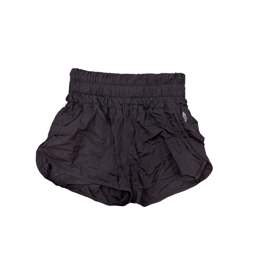 Free People Movement The Way Home Shorts Black High Rise Smocked Waist Size M